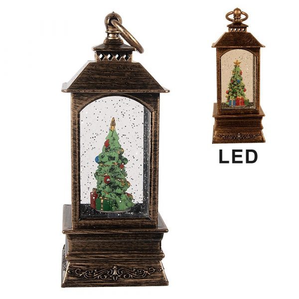 Dekorationslaterne mit Weihnachtsbaum 8x8x20 cm / 3xaaaa – Bild 2
