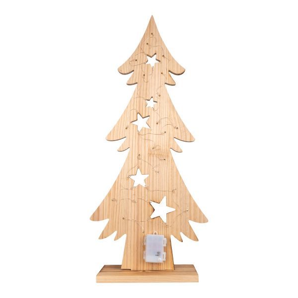 LED-Holz-Dekoleuchte "TANNENBAUM" groß, aus naturbelassenem Holz mit festverbauten LEDs, Weihnachtsdekoration für Außen – Bild 6