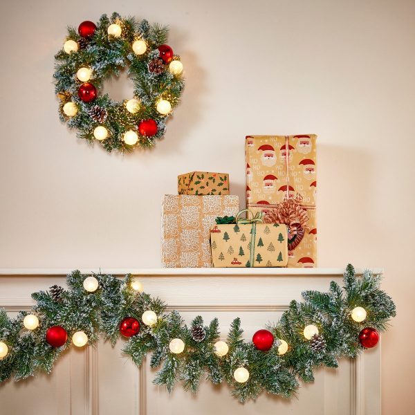 Girlande Kaprun mit warmweißer LED-Beleuchtung – L180 cm – grün gefrostet, rot – Bild 6