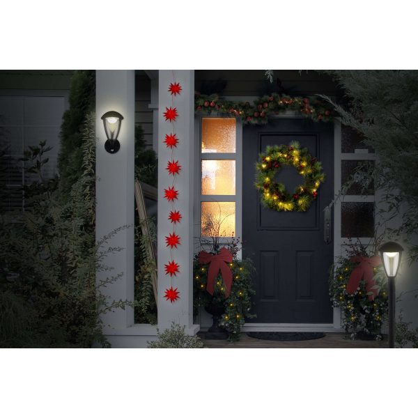 LED-Weihnachtskranz "NOEL" Außen-Deko aus Metall und Kunststoff in Grün und Gold, mit fest verbauten LEDs – Bild 8
