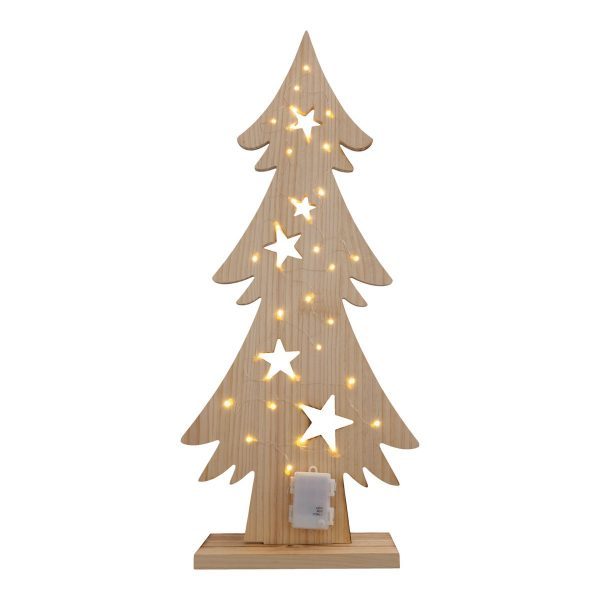LED-Holz-Dekoleuchte "TANNENBAUM" groß, aus naturbelassenem Holz mit festverbauten LEDs, Weihnachtsdekoration für Außen – Bild 7