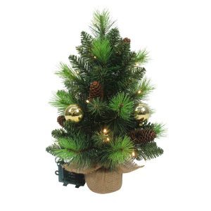 LED-Tannenbaum "NOEL" Außen-Deko aus Metall und Kunststoff in Grün und Gold, mit fest verbauten LEDs