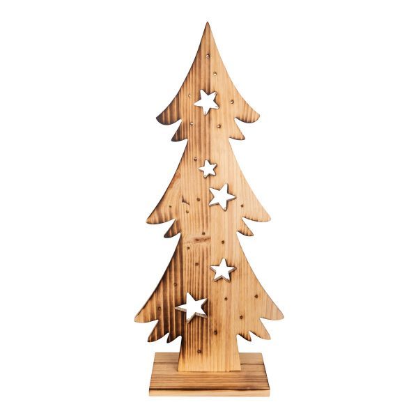 LED-Holz-Dekoleuchte "TANNENBAUM" groß, aus naturbelassenem Holz mit festverbauten LEDs, Weihnachtsdekoration für Außen – Bild 8