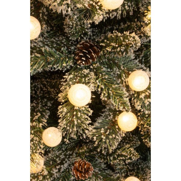 Kaprun Künstlicher Weihnachtsbaum aus Jute mit LED-Beleuchtung – H60 x Ø39 cm – Grün gefrostet, Rot – Bild 3