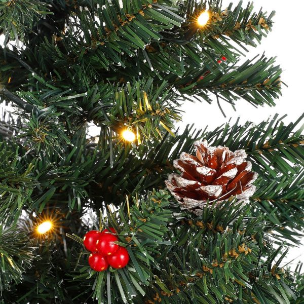 Creston Set bestehend aus 2 Weihnachtsbäumen und 1 Kranz mit LED-Beleuchtung – Grün – Bild 2