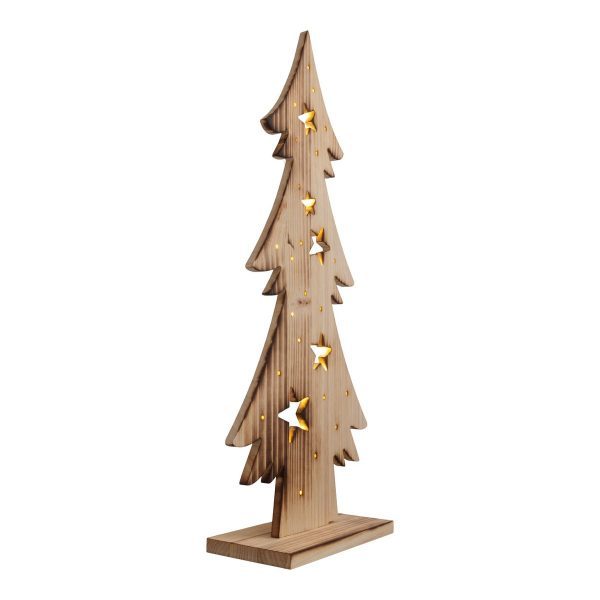 LED-Holz-Dekoleuchte "TANNENBAUM" groß, aus naturbelassenem Holz mit festverbauten LEDs, Weihnachtsdekoration für Außen – Bild 5