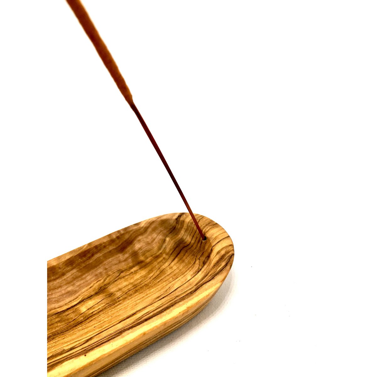 Räucherstäbchenhalter oval glatt 25 cm aus Olivenholz – Bild 3