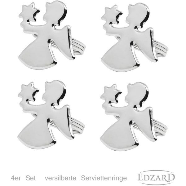 EDZARD Serviettenringe Engel, 4er Satz, versilbert, anlaufgeschützt – Bild 3