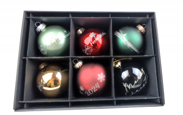Individuell gravierte Weihnachtsbaum-Glaskugeln 70 - 80 mm verschiedene Farben – Bild 5