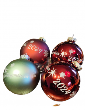 Individuell gravierte Weihnachtsbaum-Glaskugeln 70 - 80 mm verschiedene Farben