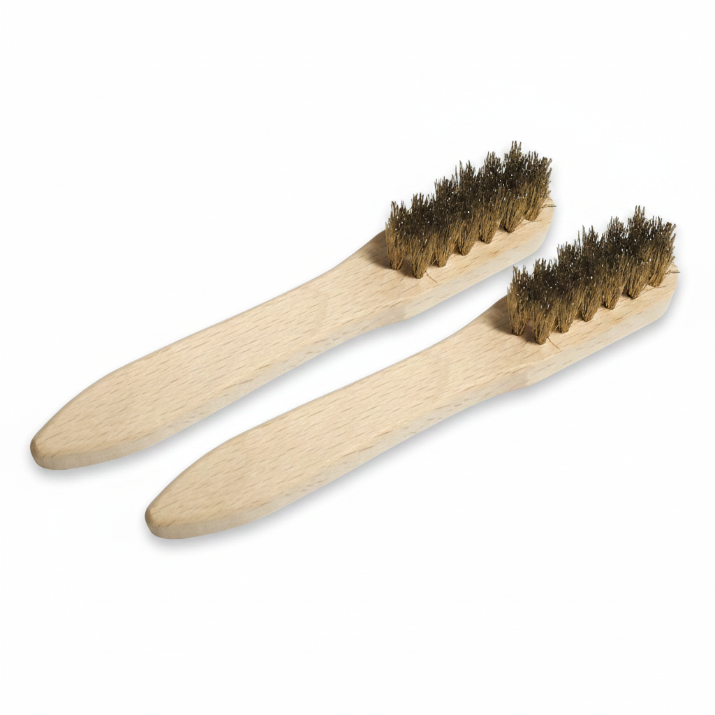 Hebold Schuhmacherei Messingbürste Set mit 2 Bürsten für empfindliche Rauleder, Nubuklederschuhe, Wildleder und Veloursleder – Wildlederbürste Messing für Schuhe, Jacken und Taschen