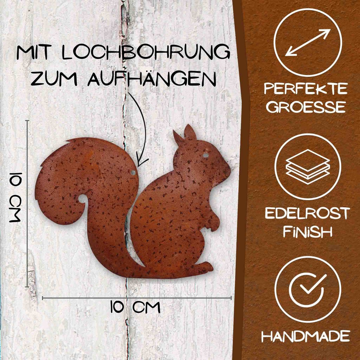 Metalldeko Rost Eichhörnchen Kecki - trendige Herbstdekoration – Bild 3