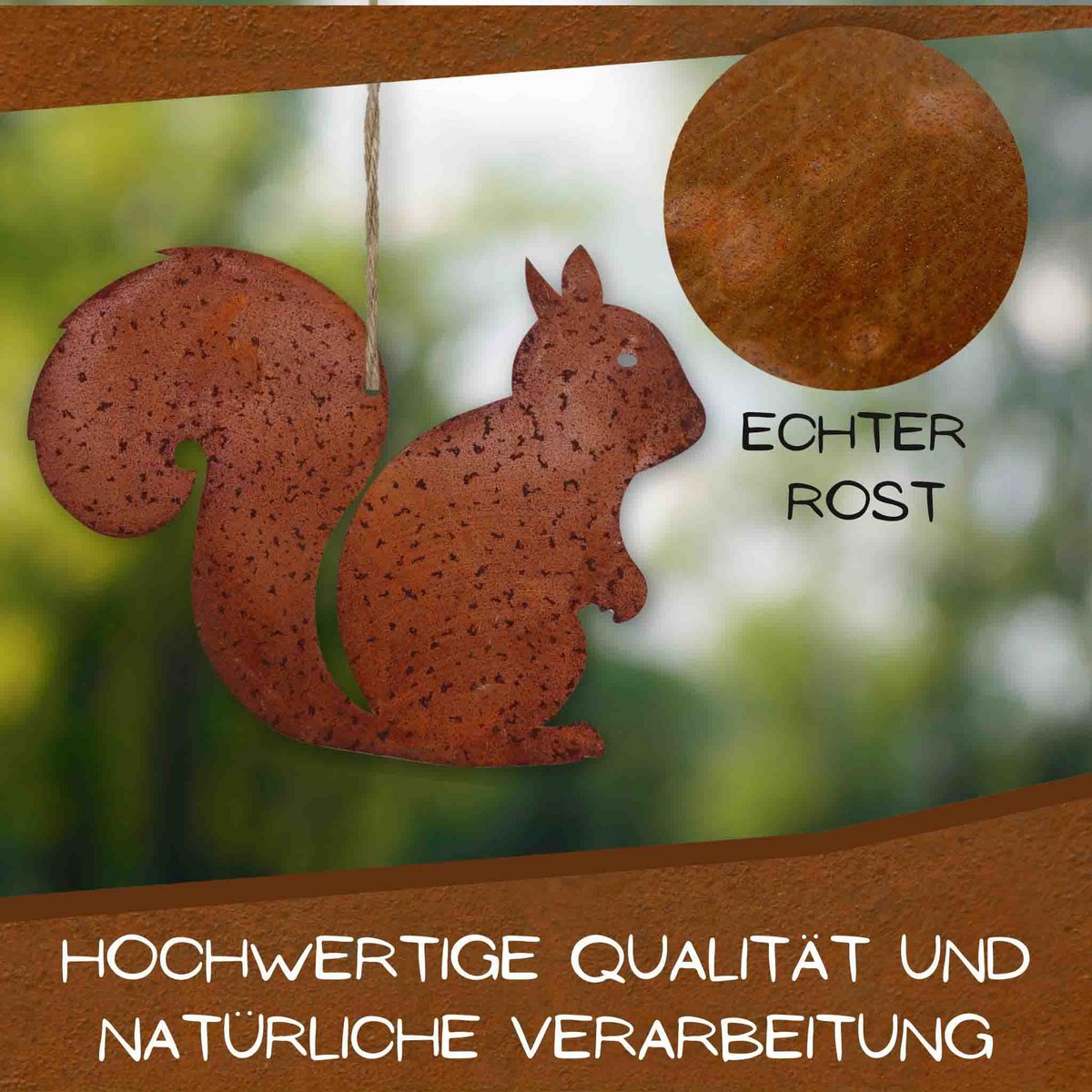 Metalldeko Rost Eichhörnchen Kecki - trendige Herbstdekoration – Bild 2