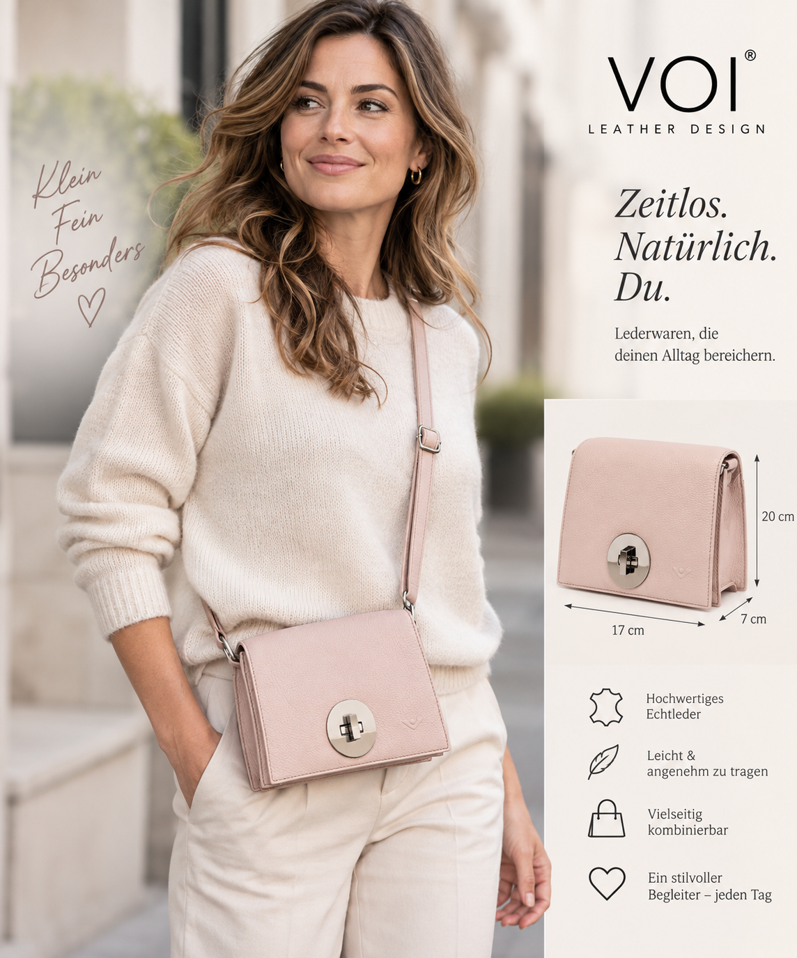 VOi Delisha Umhängetasche Ledertasche Crossbody Leder Damen – Bild 2