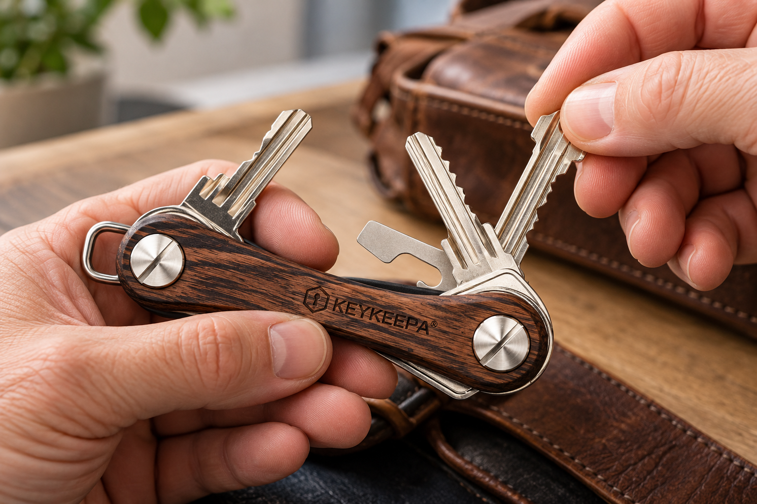 KEYKEEPA Schlüsselorganizer Wood Tobacco Oak aus Edelholz – inklusive individueller Gravur – Bild 5