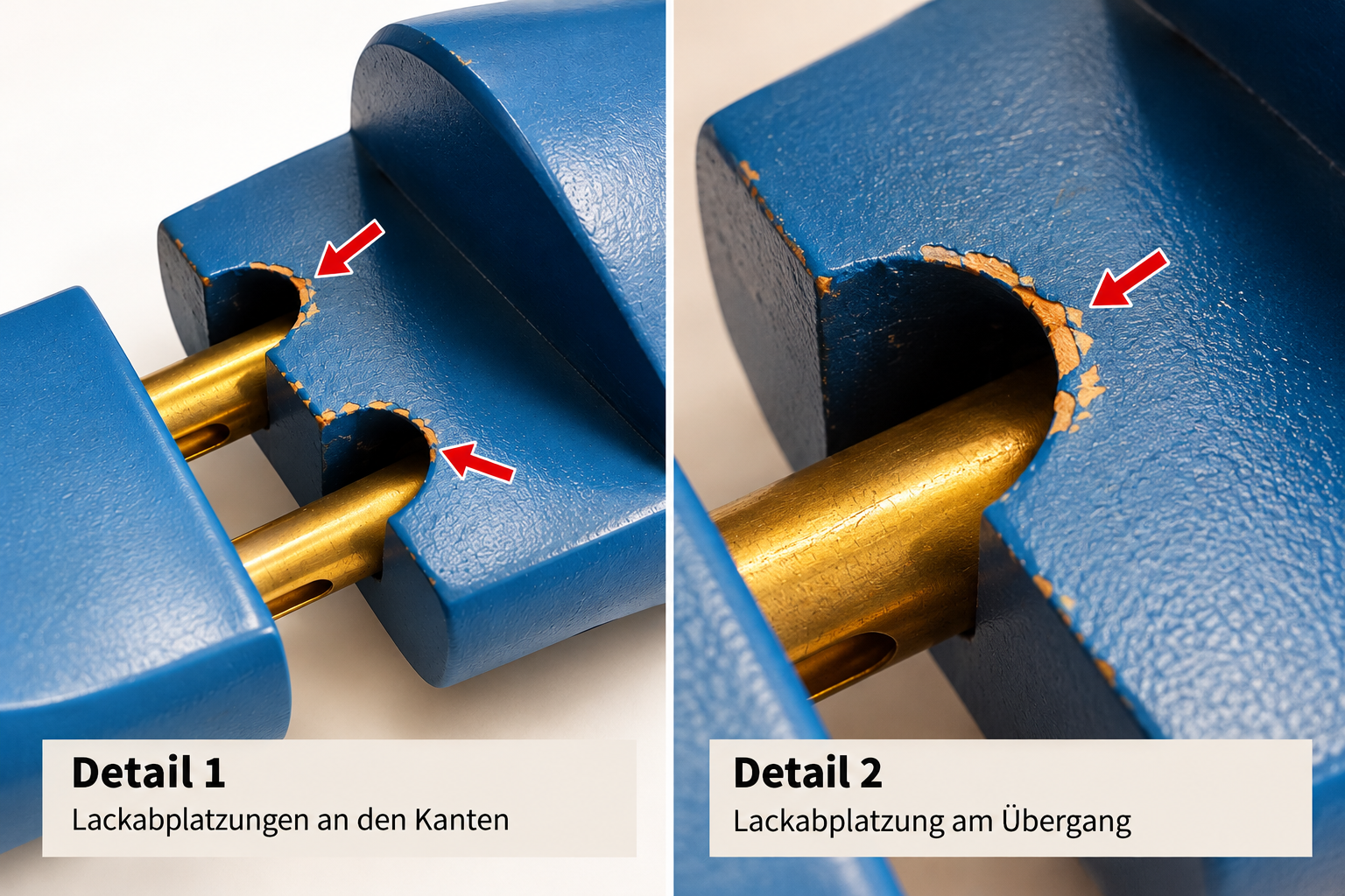 Holz-Schuhspanner blau lackiert mit Doppel-Federung und Fersenteil ca. 29 cm Ausstellungsstück – Bild 2