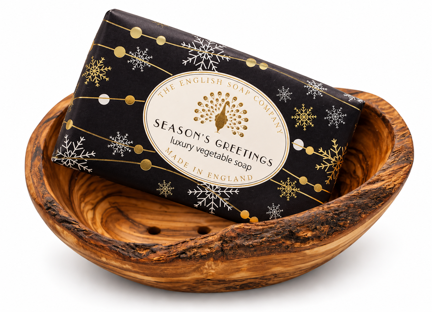 Olivenholz Seifenschale mit englischer Luxusseife von The English Soap Company – optional personalisiert mit Gravur – Bild 3