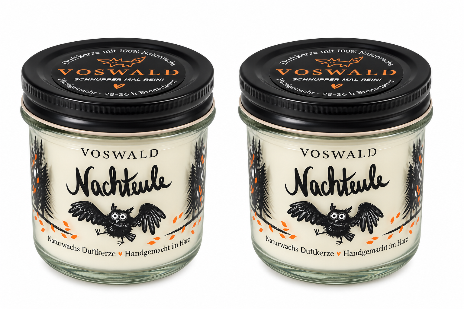 VOSWALD Nachteule Duftkerze 150 g – 100 % Naturwachs, handgemacht im Harz | optional mit persönlicher Gravur – Bild 2