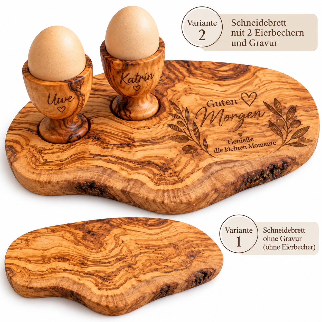 Olivenholz Schneide- & Servierbrett RUSTIKAL 2325 cm handgefertigt