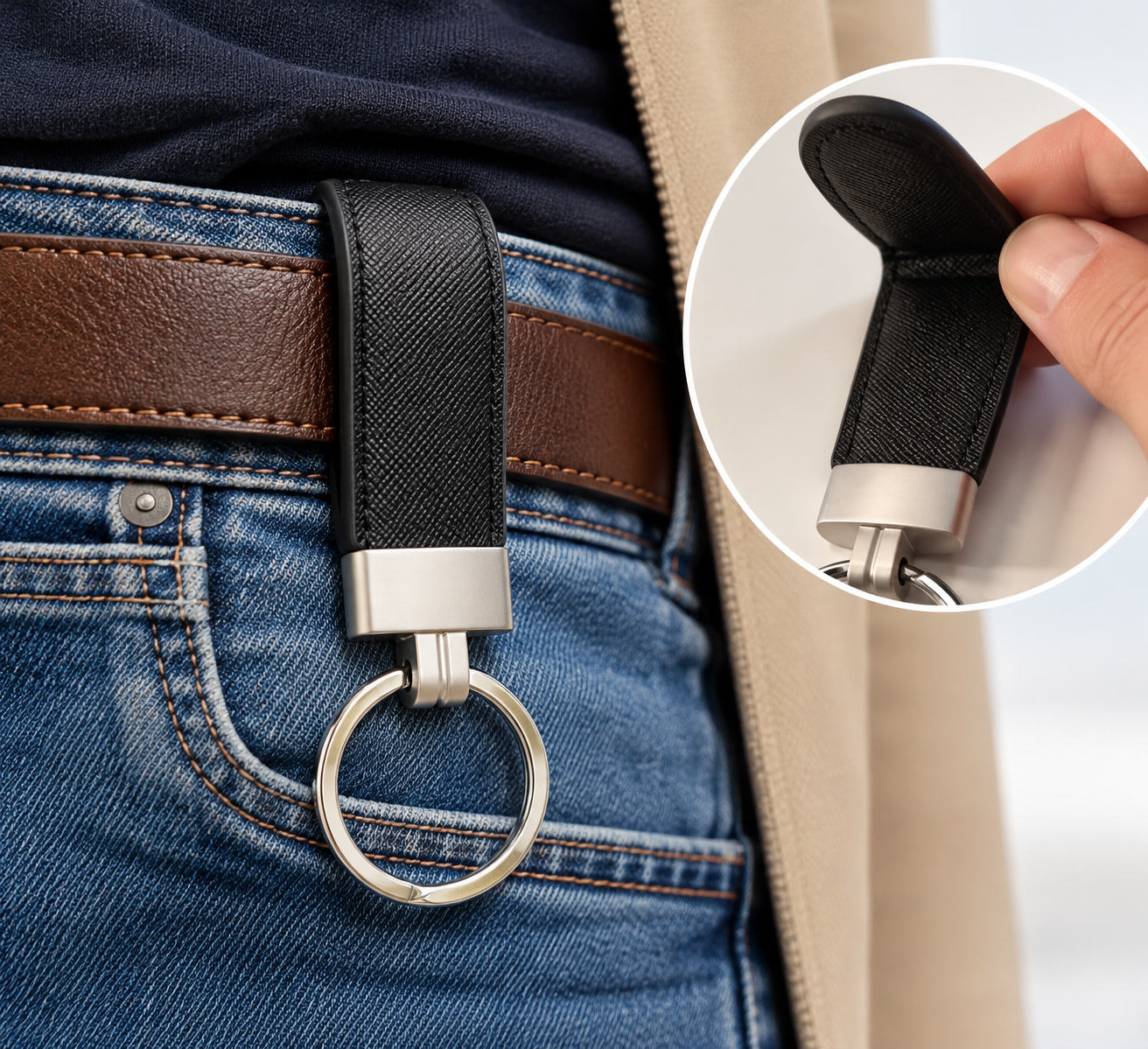 Schlüsselanhänger mit magnetischer Hosenbundbefestigung – optional mit Gravur – Bild 2